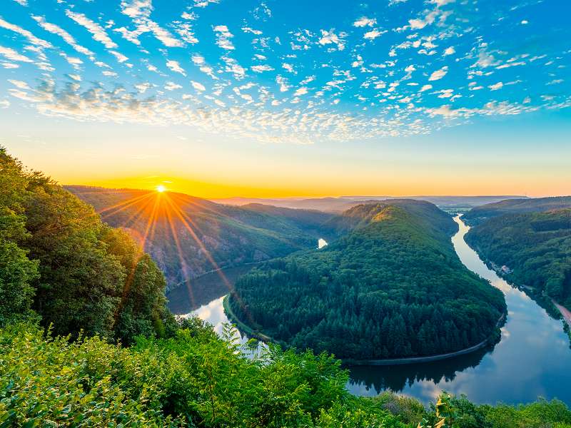 Sonnenaufgang an der Saarschleife